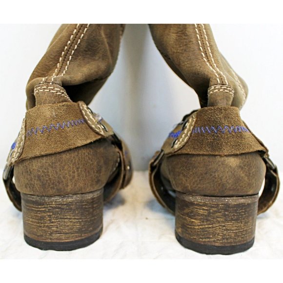 Bed Stu Footwear Woman Sz 11 Brown Suede Leather Riding Tall Boots Western - Picture 7 of 12